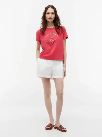 T-shirt med monogram i gingham-mönster