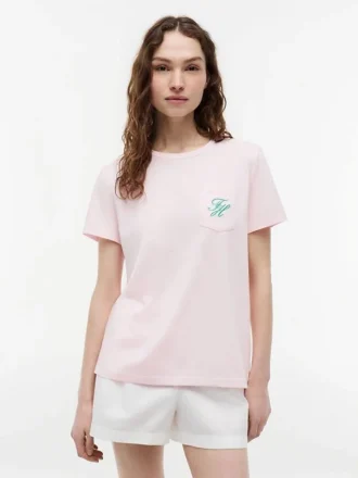 T-shirt med monogram i skriptstil