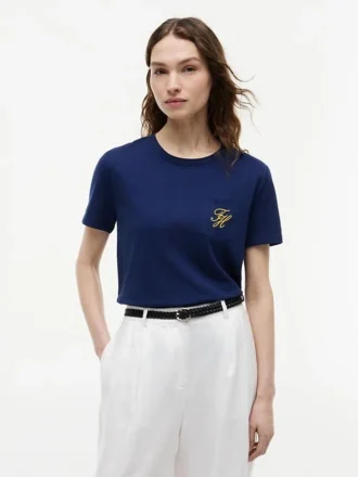 T-shirt med monogram i skriptstil