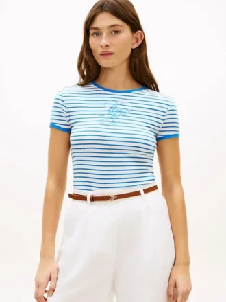 T-shirt med monogram och ränder