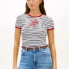 T-shirt med monogram och ränder