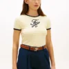 T-shirt med monogram och ränder