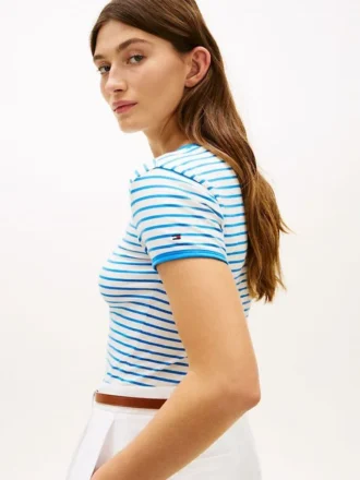 T-shirt med monogram och ränder