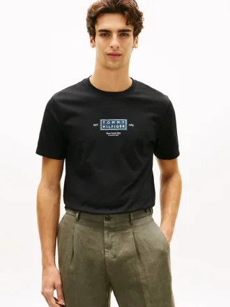 T-shirt med NYC-logotyp i kraftigt tyg