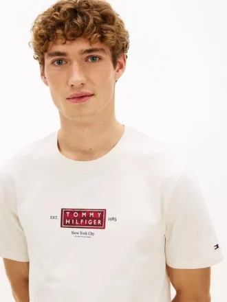 T-shirt med NYC-logotyp i kraftigt tyg
