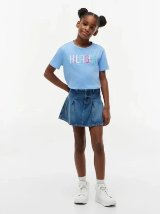 T-shirt med paljetter och Hilfiger-logotyp för barn