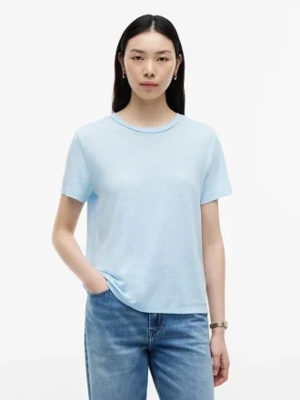 T-shirt med rund hals i linneblandning
