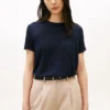T-shirt med rund hals i linneblandning T-shirt med rund hals i linneblandning