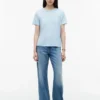 T-shirt med rund hals i linneblandning