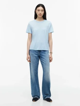 T-shirt med rund hals i linneblandning