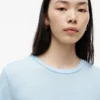 T-shirt med rund hals i linneblandning
