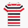 T-shirt med rund hals och rugbyränder