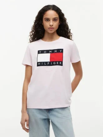 T-shirt med stort flaggmönster
