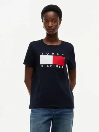 T-shirt med stort flaggmönster