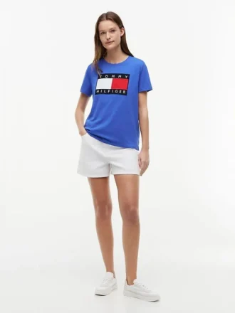 T-shirt med stort flaggmönster