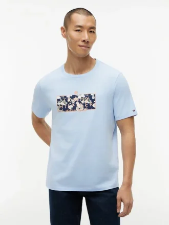 T-shirt med tropiskt blommönster