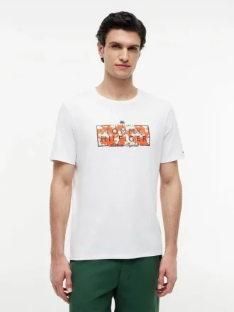 T-shirt med tropiskt blommönster