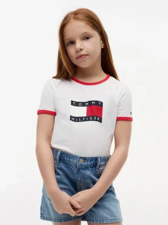T-shirt med vågigt flaggmönster för barn
