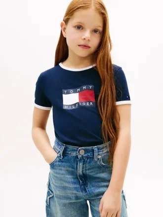 T-shirt med vågigt flaggmönster för barn
