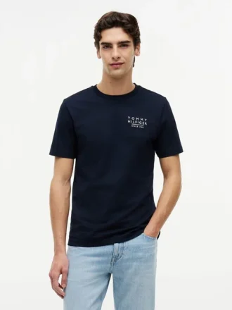 T-shirt med vågigt flaggmönster på ryggen