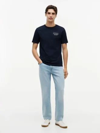 T-shirt med vågigt flaggmönster på ryggen