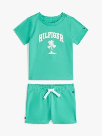T-shirt- och shorts-set för babyer med palm-logotyp
