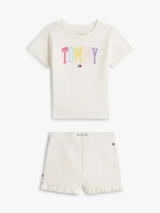 T-shirt- och Shorts-set med Tommy-logotyp för Baby