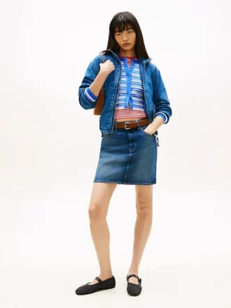 Tommy Jeans högmidjad minikjol i denim