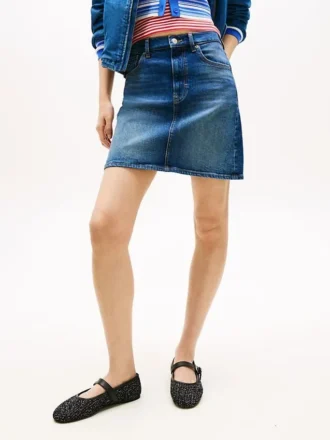 Tommy Jeans högmidjad minikjol i denim