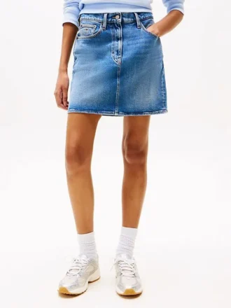 Tommy Jeans högmidjad minikjol i denim