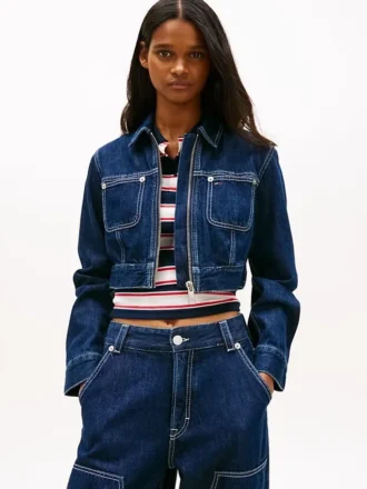 Tommy Jeans kort jeansjacka med dragkedja