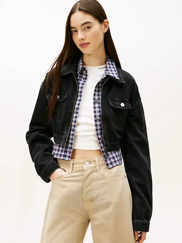 Tommy Jeans kort jeansjacka med dragkedja Tommy Jeans kort jeansjacka med dragkedja