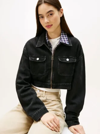 Tommy Jeans kort jeansjacka med dragkedja