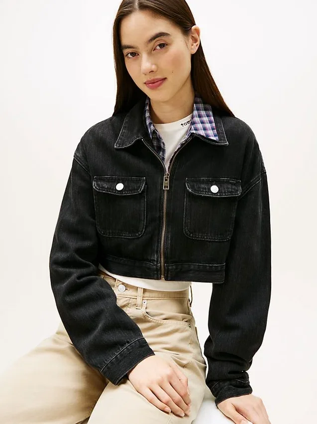 Tommy Jeans kort jeansjacka med dragkedja Tommy Jeans kort jeansjacka med dragkedja