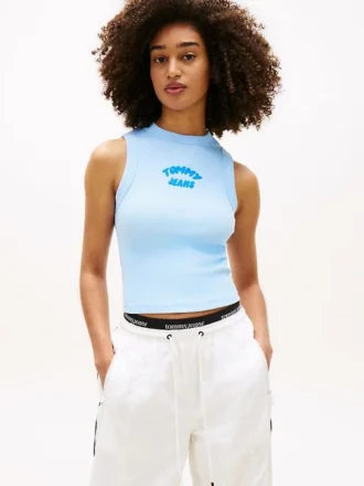 Tommy Jeans linne med pufftryckt logotyp