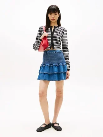 Tommy Jeans minikjol i chambray med volanger
