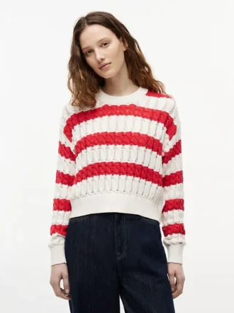 Tommy Jeans randig kabelstickad tröja