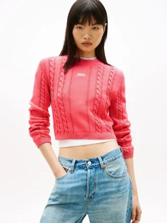 Tommy Jeans Script Cable Knit Sweater