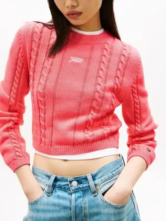 Tommy Jeans Script Cable Knit Sweater