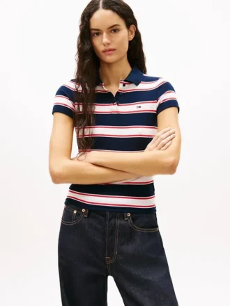 Tommy Jeans Slim Fit Rib-Knit Polo