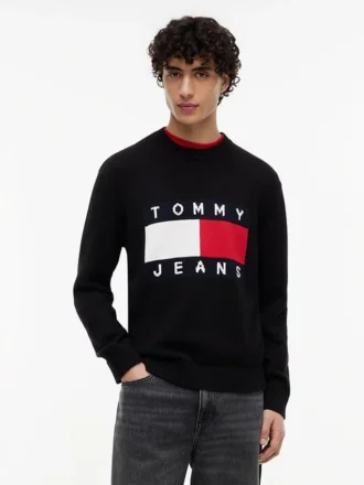 Tommy Jeans tröja med flagglogo och rund hals