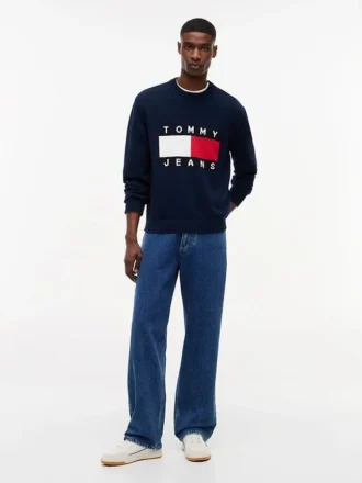 Tommy Jeans tröja med flagglogo och rund hals