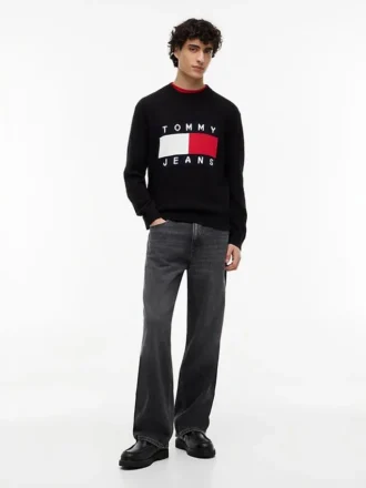 Tommy Jeans tröja med flagglogo och rund hals