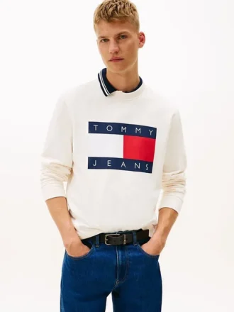 Tommy Jeans-tröja med stort flaggmärke