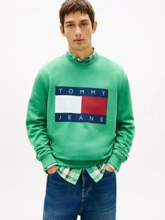 Tommy Jeans-tröja med stort flaggmärke