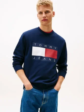 Tommy Jeans-tröja med stort flaggmärke