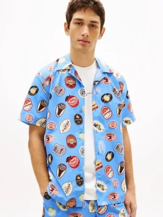 Tommy Jeans tryckt poplin-campskjorta