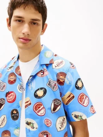 Tommy Jeans tryckt poplin-campskjorta