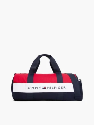 Tommy Logo Colorblock Canvas Duffle Bag