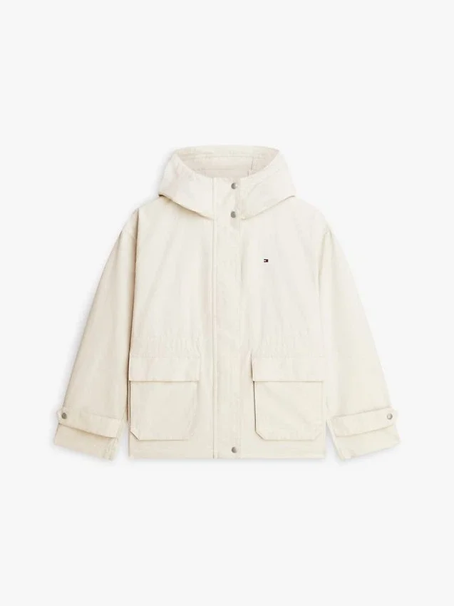 Vattentålig kort parkas med huva Vattentålig kort parkas med huva